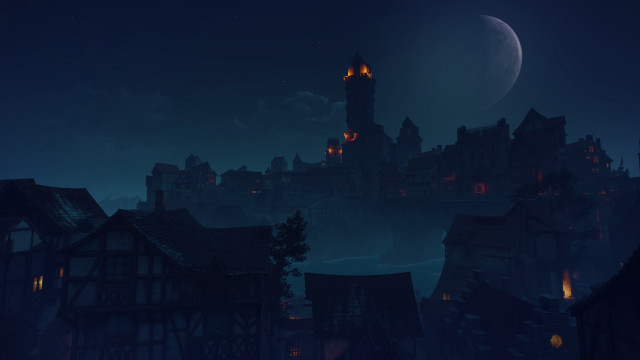 Dark city fullmoon architecture fantasy free wallpaper - medium preview image