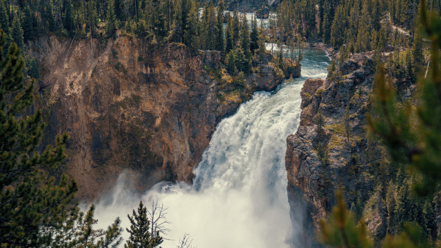 Waterfall forest river nature mountain free wallpaper - medium preview image
