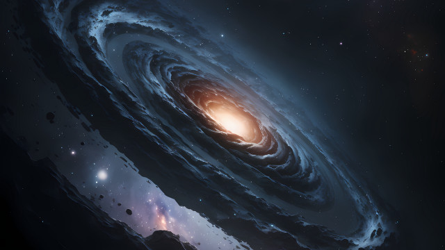 Spiral galaxy orange center stars free wallpaper - medium preview image