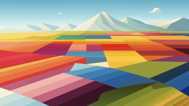 Colorful landscape mountains blue sky free wallpaper - medium preview image