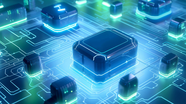 Processor glowing lights blue background free wallpaper - medium preview image