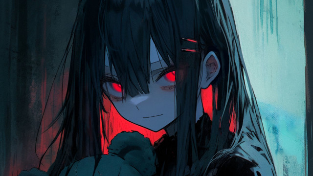 Woman redeyes bloodied manga yandere free wallpaper - medium preview image
