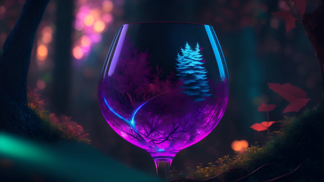 Purple wine glass forest night free wallpaper - medium preview image