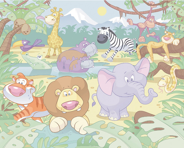 Animals grass jungle mountain group free wallpaper - medium preview image