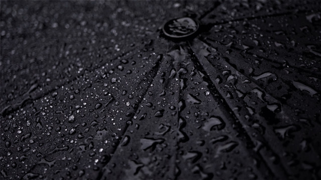 Black umbrella waterdrops whiteborder photorealism free wallpaper - medium preview image
