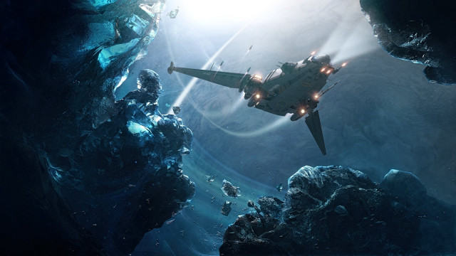 Space station spaceship man rock free wallpaper - medium preview image