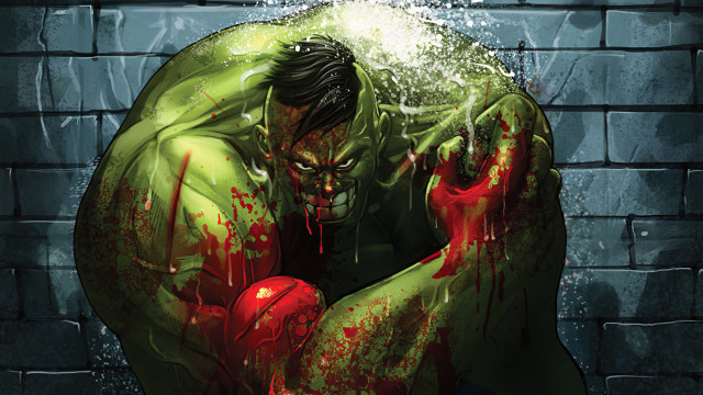 Green suit man blood brick free wallpaper - medium preview image