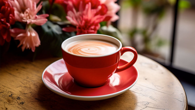 Coffee saucer flower morning blurry free wallpaper - medium preview image