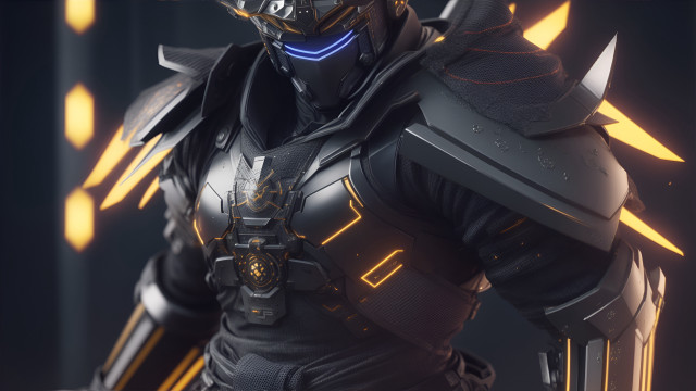 Futuristic suit sword glowing embers free wallpaper - medium preview image