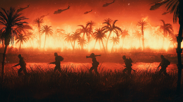 People field fire palm trees free wallpaper - medium preview image