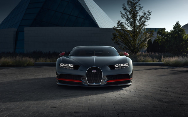 Bugatti night building trees sky free wallpaper - medium preview image