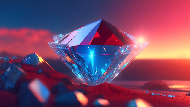 Diamond surreal scene glowing 3d free wallpaper - medium preview image