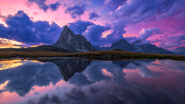 Mountain lake mystical purple sky free wallpaper - medium preview image