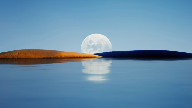 Full moon reflection lake rocks free wallpaper - medium preview image