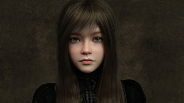 Gothic portrait woman longhair blackdress free wallpaper - medium preview image