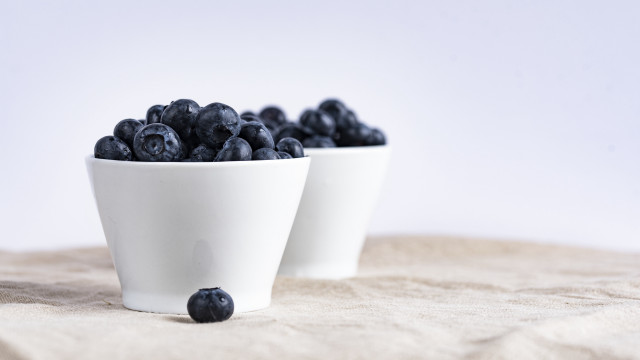 Blueberries white bowls tablecloth white free wallpaper - medium preview image