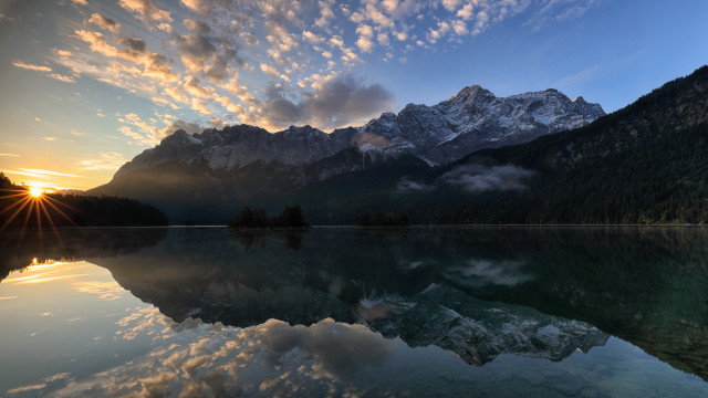 Mountain reflection sunset lake clouds #2 free wallpaper - medium preview image