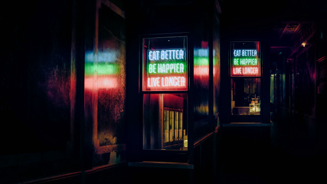 Dark hallway neon sign cyberpunk free wallpaper - medium preview image
