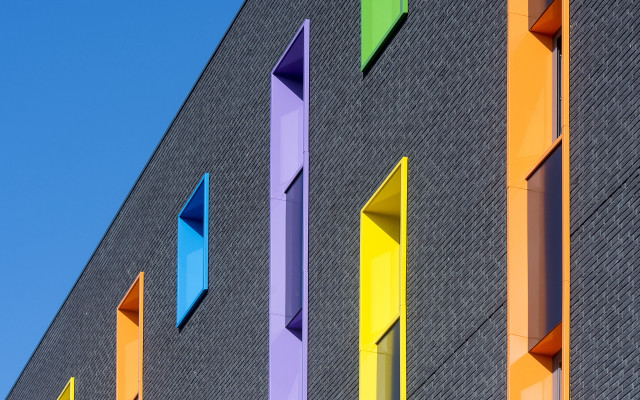 Colorful windows building bauhaus de free wallpaper - medium preview image