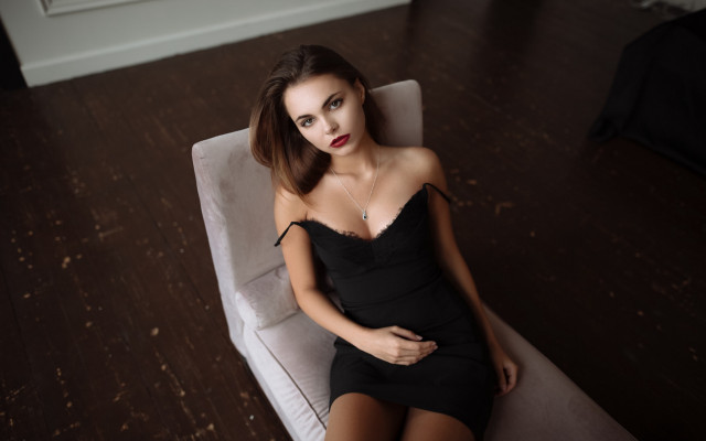 Elegant woman black dress white #2 free wallpaper - medium preview image