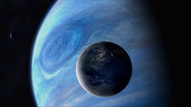 Blue planet swirl space art free wallpaper - medium preview image