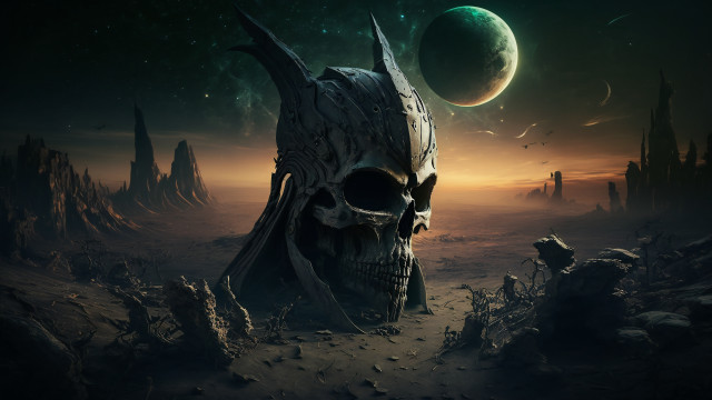 Skull desert planet moon night free wallpaper - medium preview image