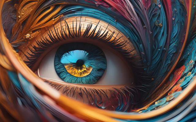Colorful eye psychedelic iris 3d free wallpaper - medium preview image