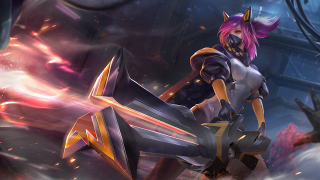 Futuristic woman sword fire armor free wallpaper - medium preview image
