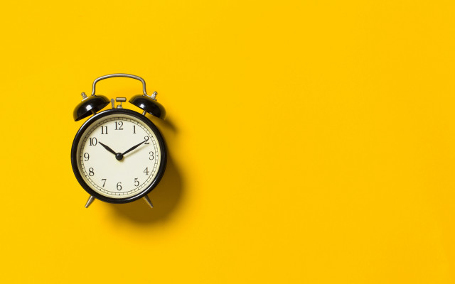 Black white clock yellow background free wallpaper - medium preview image
