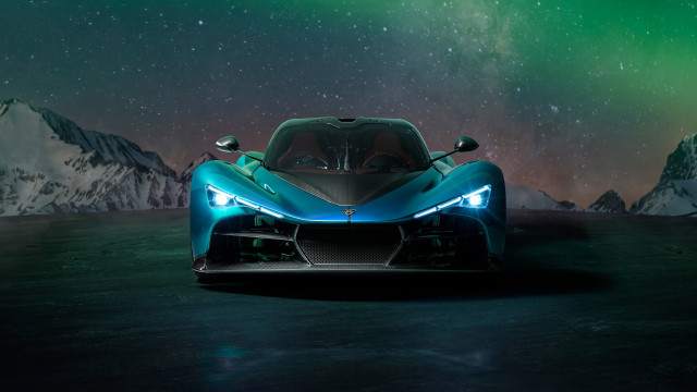 Blue sportscar greenlight mountain range free wallpaper - medium preview image