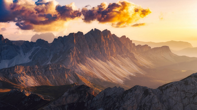 Mountain range clouds dusk fire free wallpaper - medium preview image