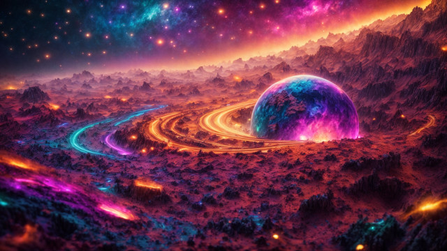 Colorful space scene planet spiral free wallpaper - medium preview image