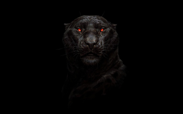 Black leopard red eyes glowing free wallpaper - medium preview image