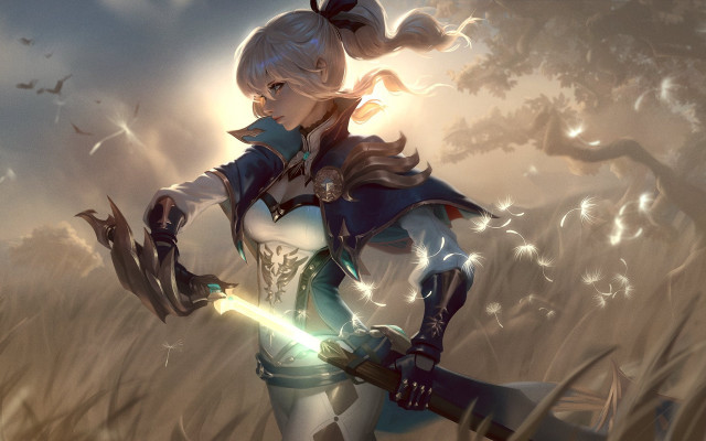 Woman sword light saber fantasy free wallpaper - medium preview image