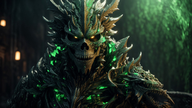 Demonic creature glowing eyes green free wallpaper - medium preview image
