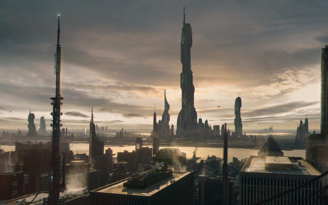 City river skyline bridges twilight free wallpaper - medium preview image