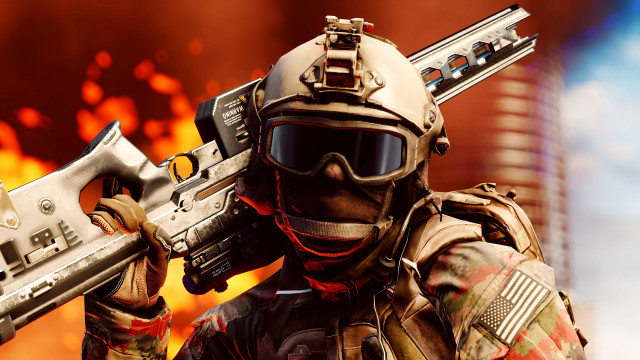 Man helmet goggles gun explosion free wallpaper - medium preview image