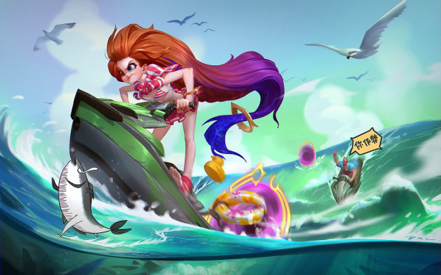 Mermaid shark ocean cartoon fantasy free wallpaper - medium preview image