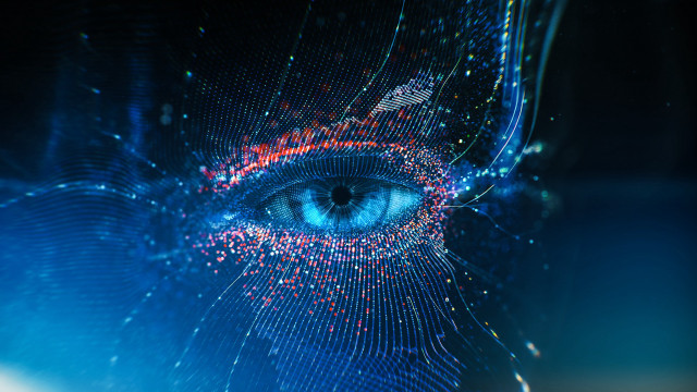 Blue eye cybernetics hologram fireworks free wallpaper - medium preview image