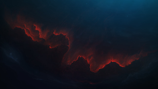 Dark red clouds starry sky free wallpaper - medium preview image