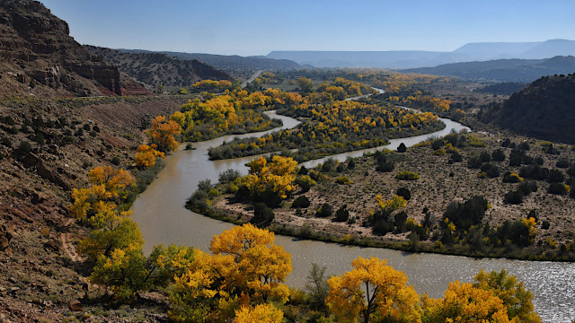 Autumn river mountains trees fire free wallpaper - medium preview image