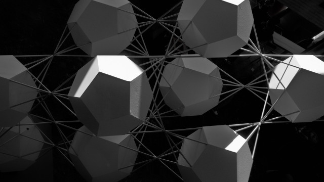Geometric shapes generative art monochrome free wallpaper - medium preview image