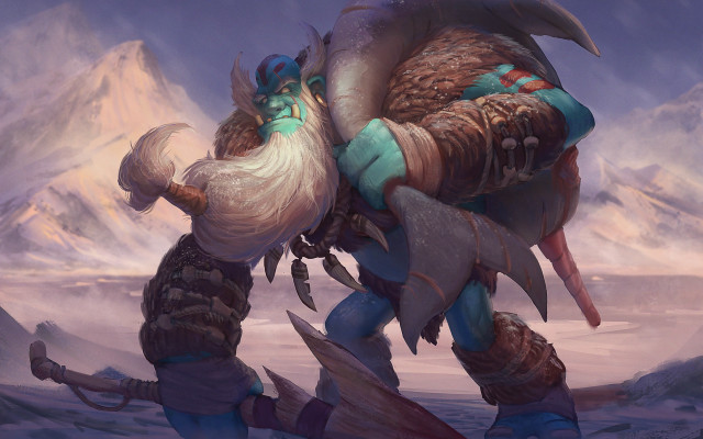 Bearded man sword giant creature free wallpaper - medium preview image