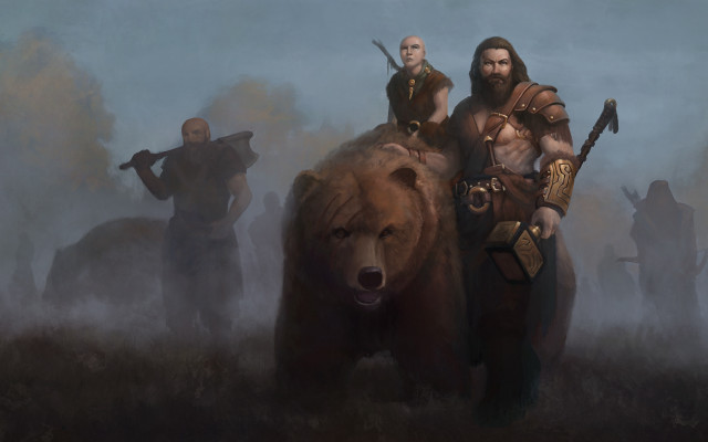 Fantasy epic characters bear riding free wallpaper - medium preview image