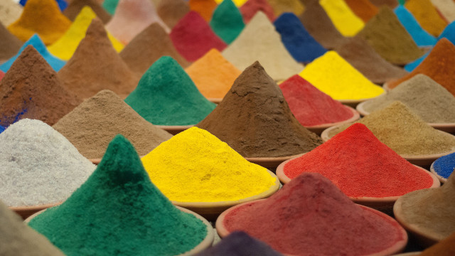 Colorful powders wooden bowls white free wallpaper - medium preview image