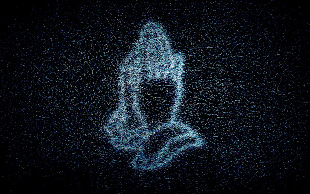 Blue black hologram face starry free wallpaper - medium preview image