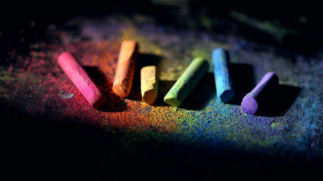 Chalks colorful table blurry depth free wallpaper - medium preview image