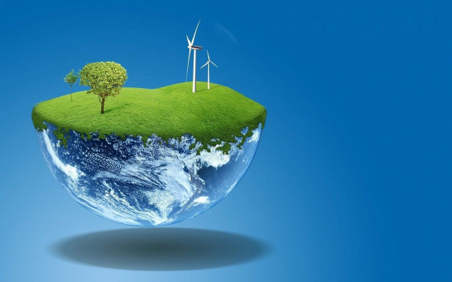 Green island wind turbines tree #2 free wallpaper - medium preview image