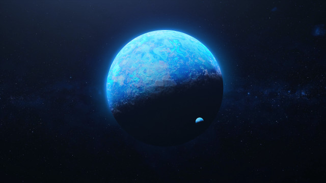 Blue planet orbit star aurora free wallpaper - medium preview image