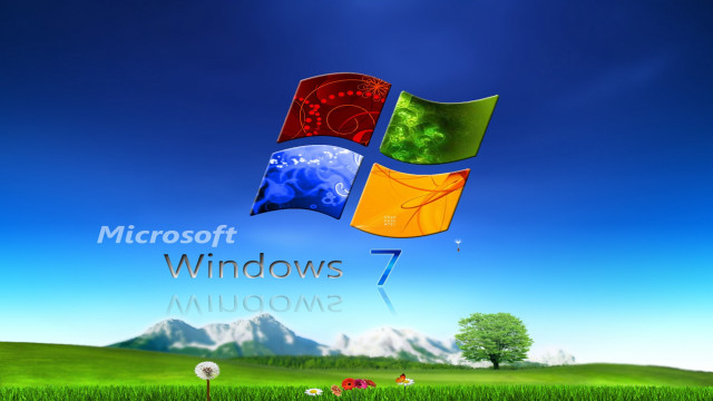 Windows7 wallpaper tree grass blue free wallpaper - medium preview image